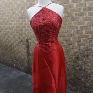 Size 7 two piece red formal gown